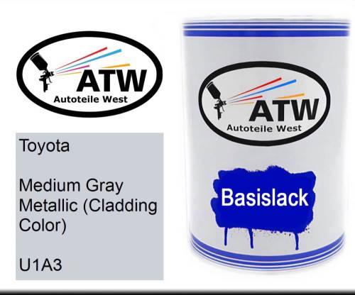 Toyota, Medium Gray Metallic (Cladding Color), U1A3: 500ml Lackdose, von ATW Autoteile West.